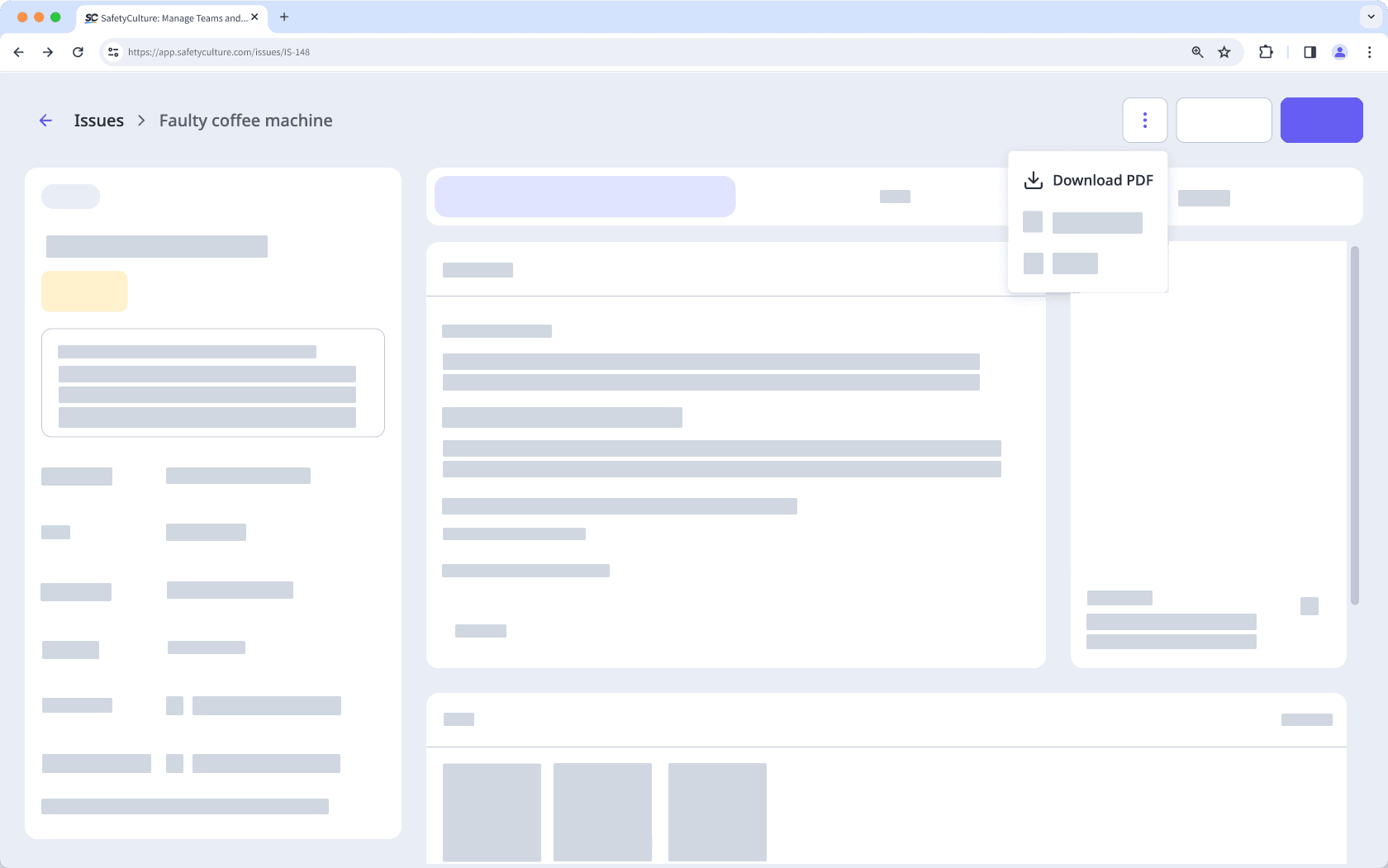 Download an issue report as a PDF via the web app.
