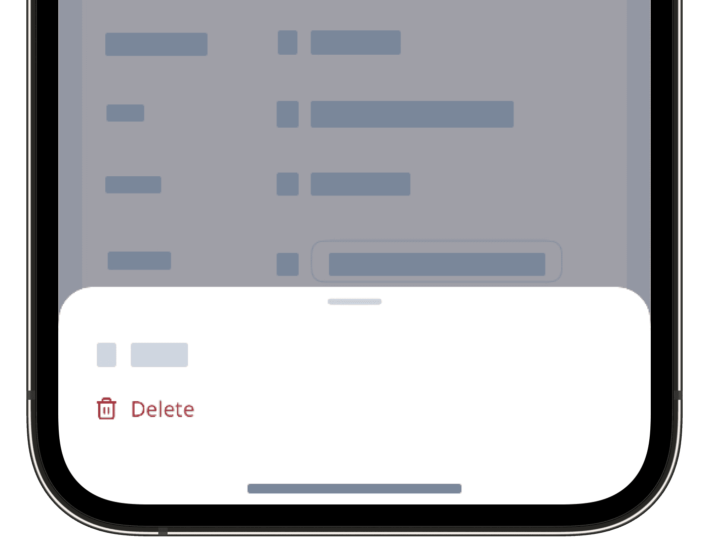 Delete an action via the mobile app.