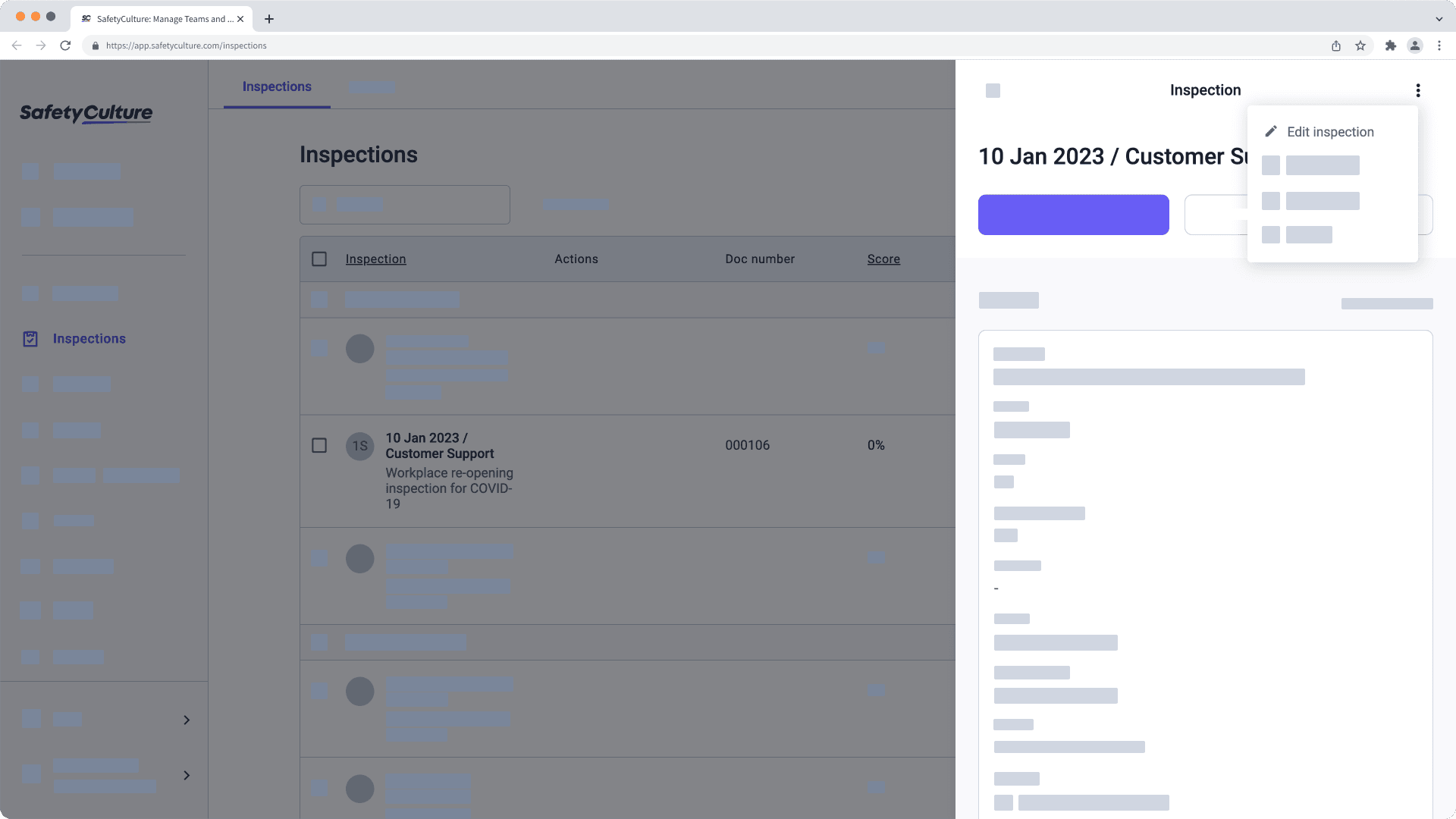 Check your inspection access level via the web app.