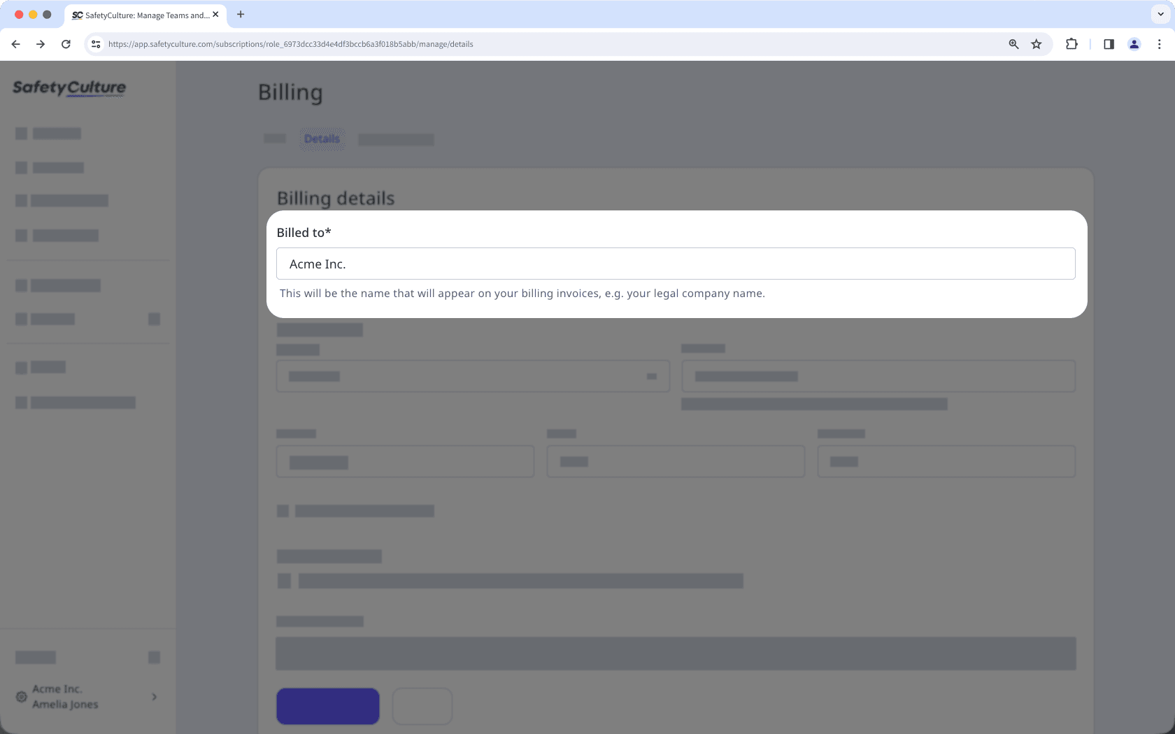 Update your plan's billing name via the SafetyCulture web app