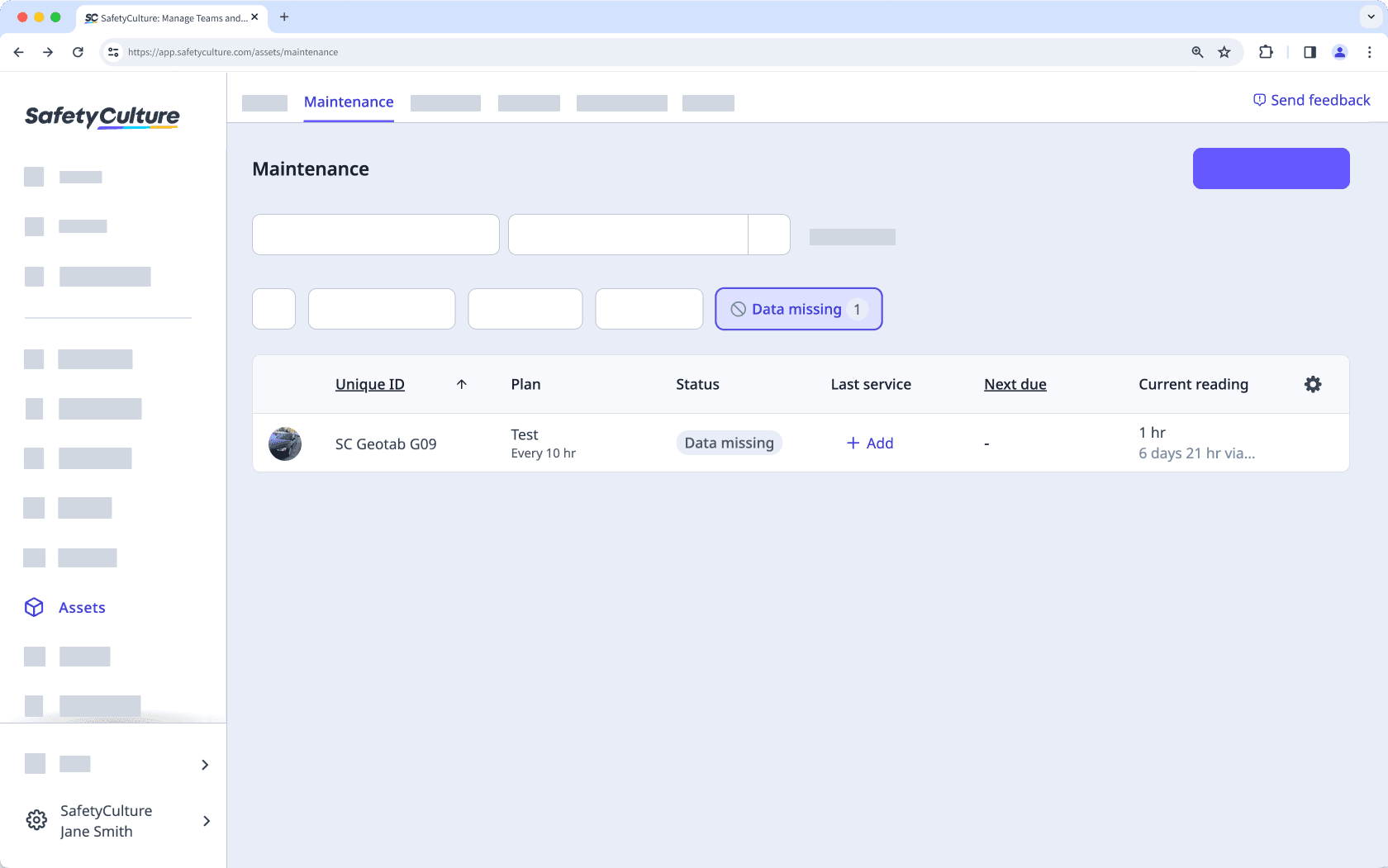 View plans with missing data via the web app.