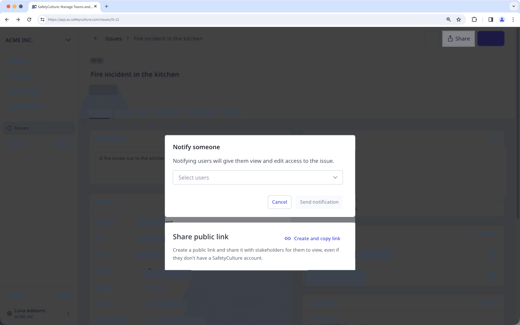Click "share" on the upper-right side of the page.