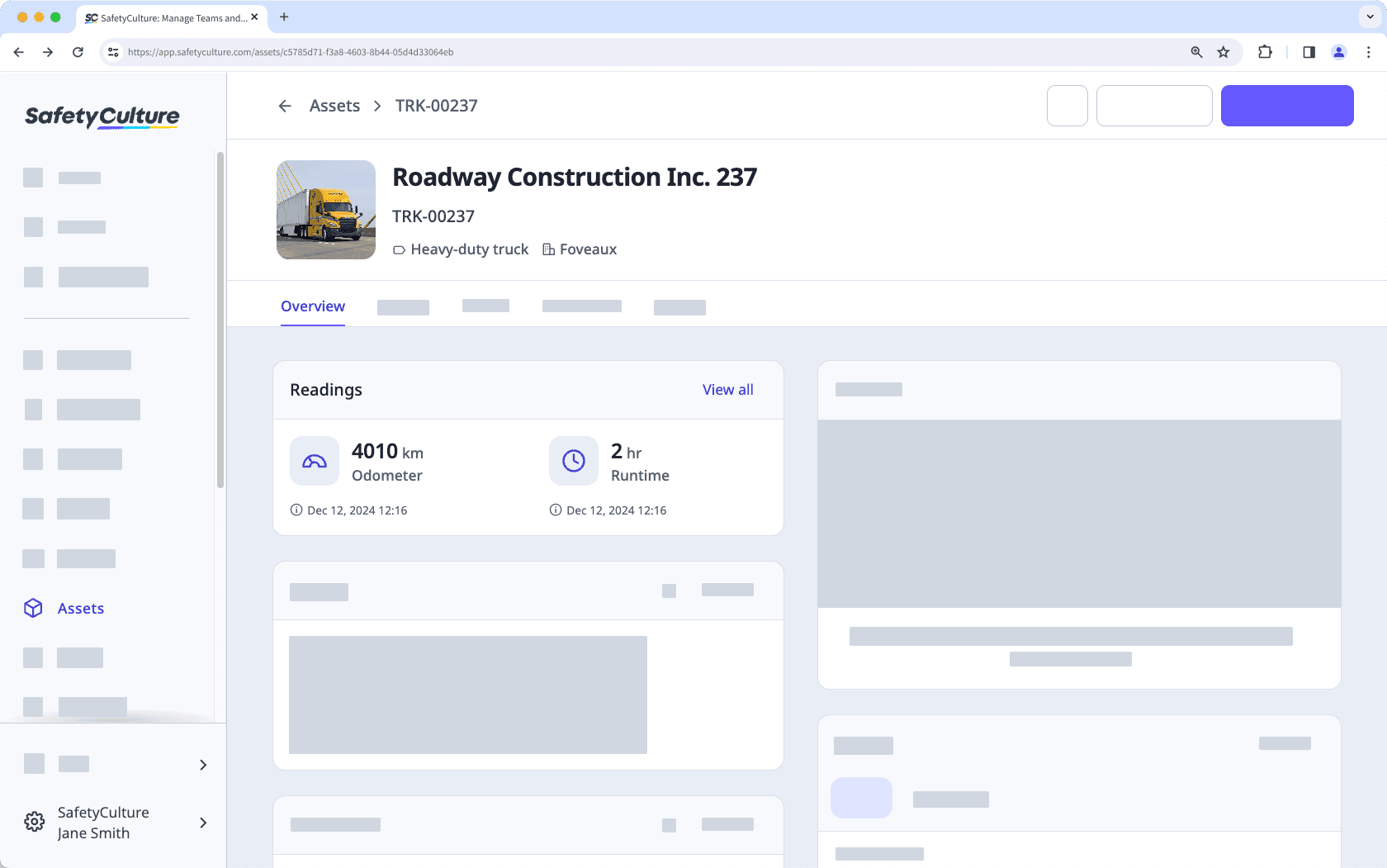 View the latest asset readings on the asset profile via the web app.