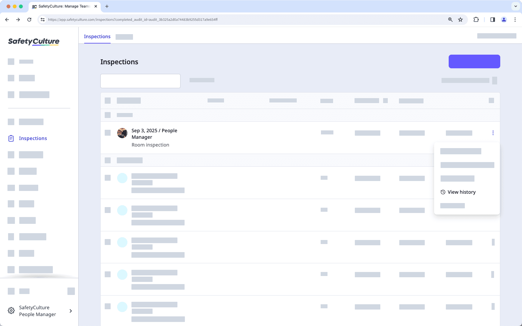 View inspection history via the web app.