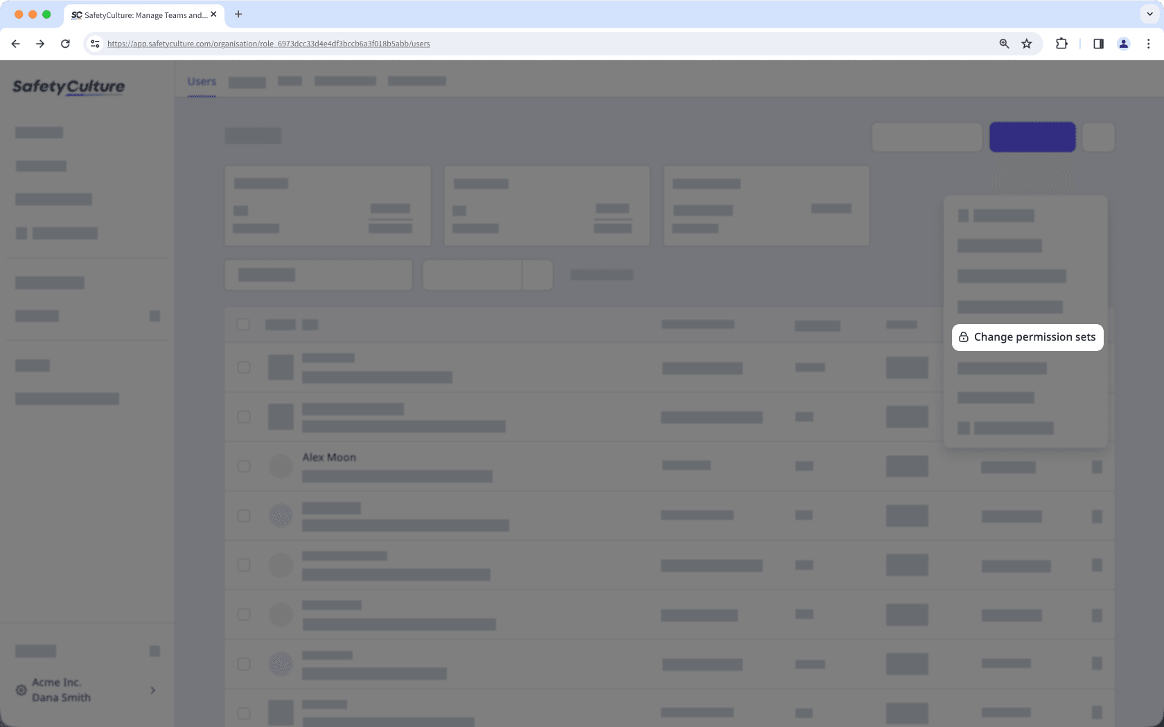 Change a user's permission set via the web app.