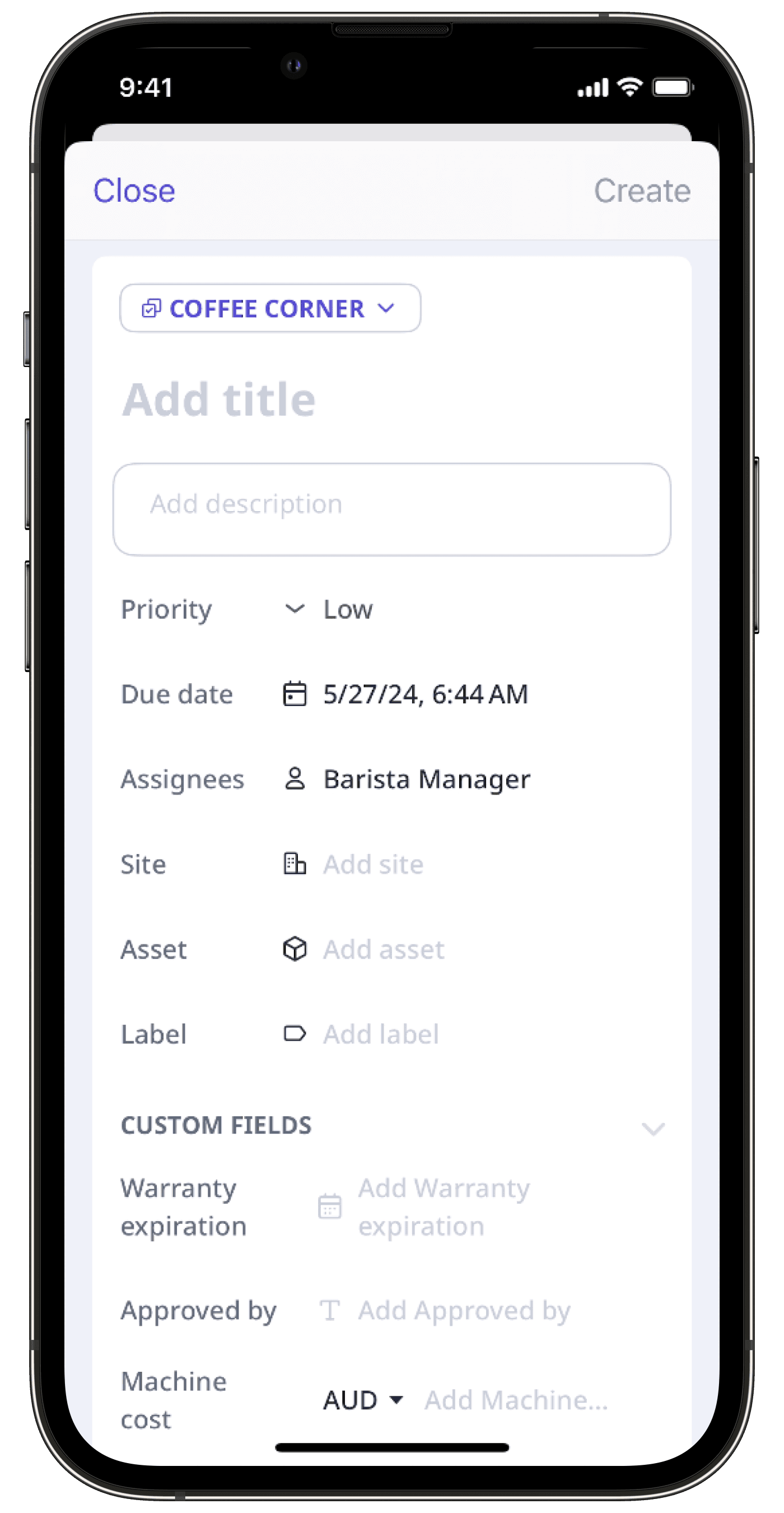 Create a standalone action via the mobile app.