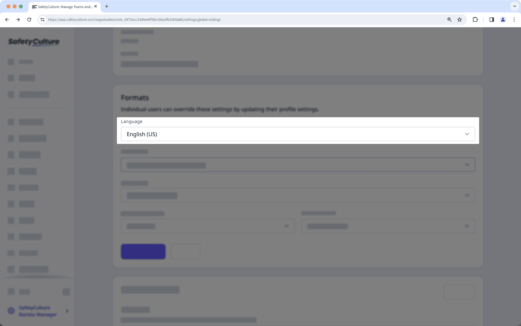 Change the language setting for your organization via the web app.
