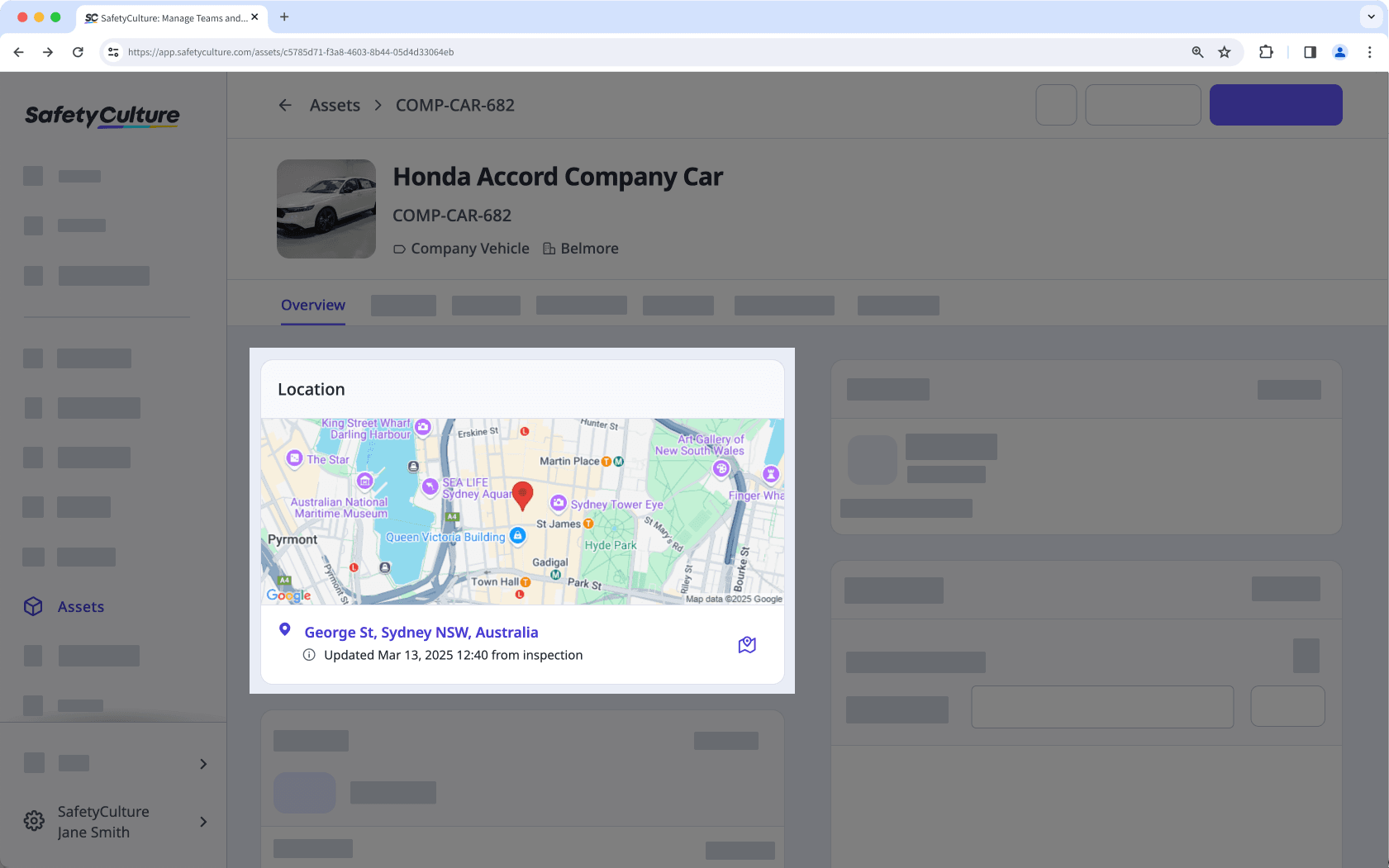 View an asset's location via the web app.