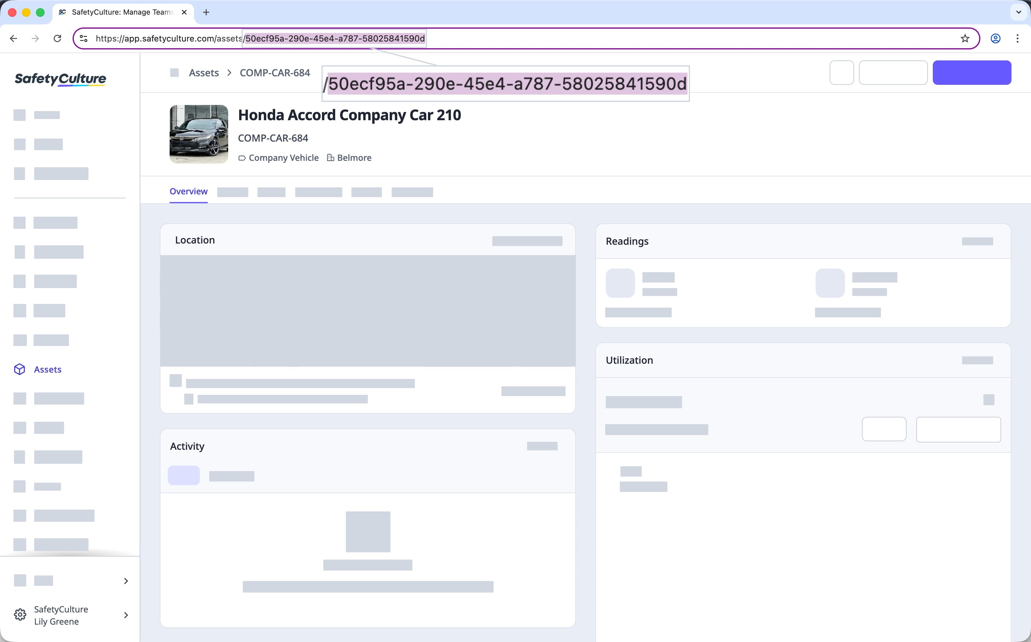 Get an asset ID via the web app.