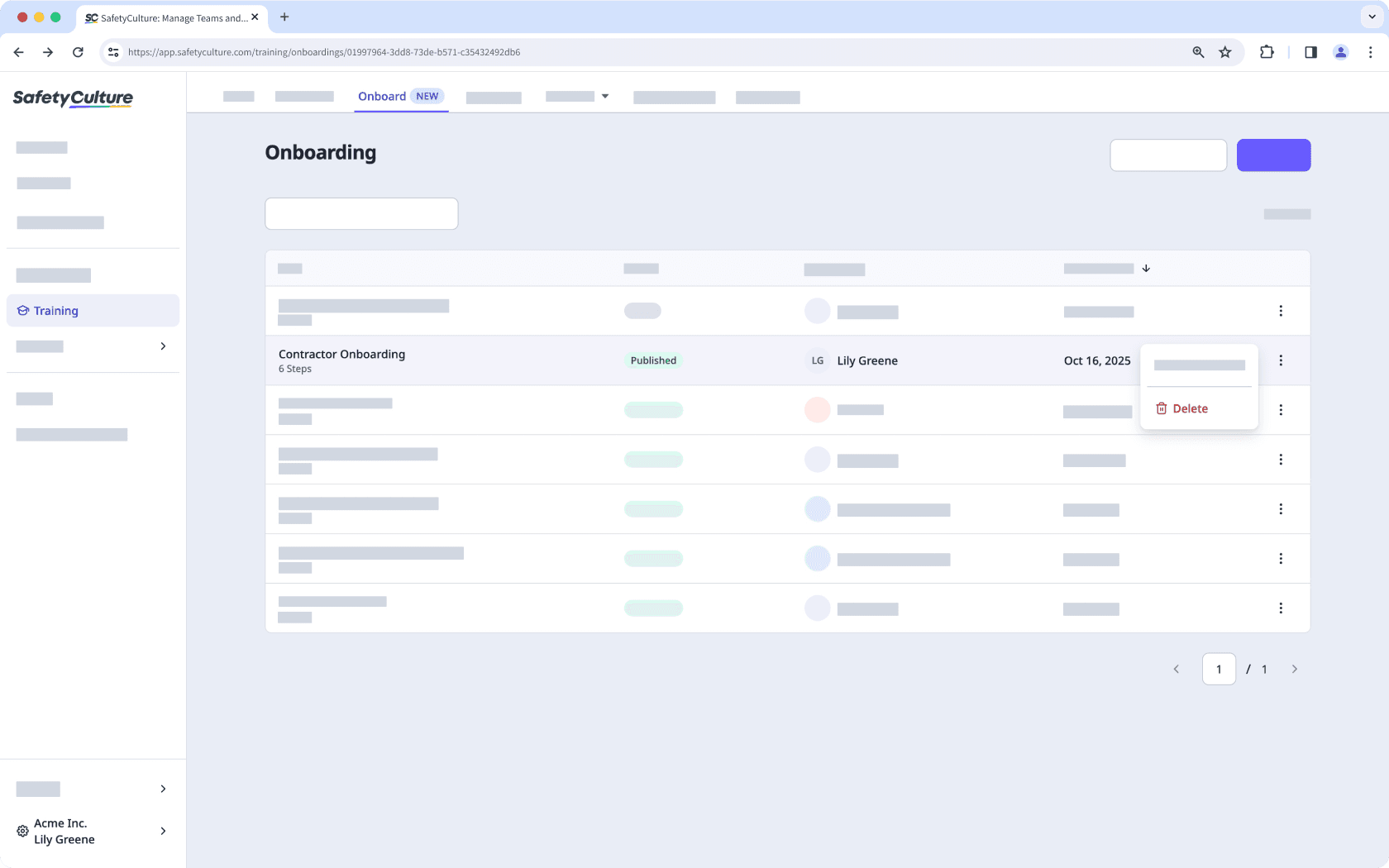 Delete an onboarding workflow via the web app.