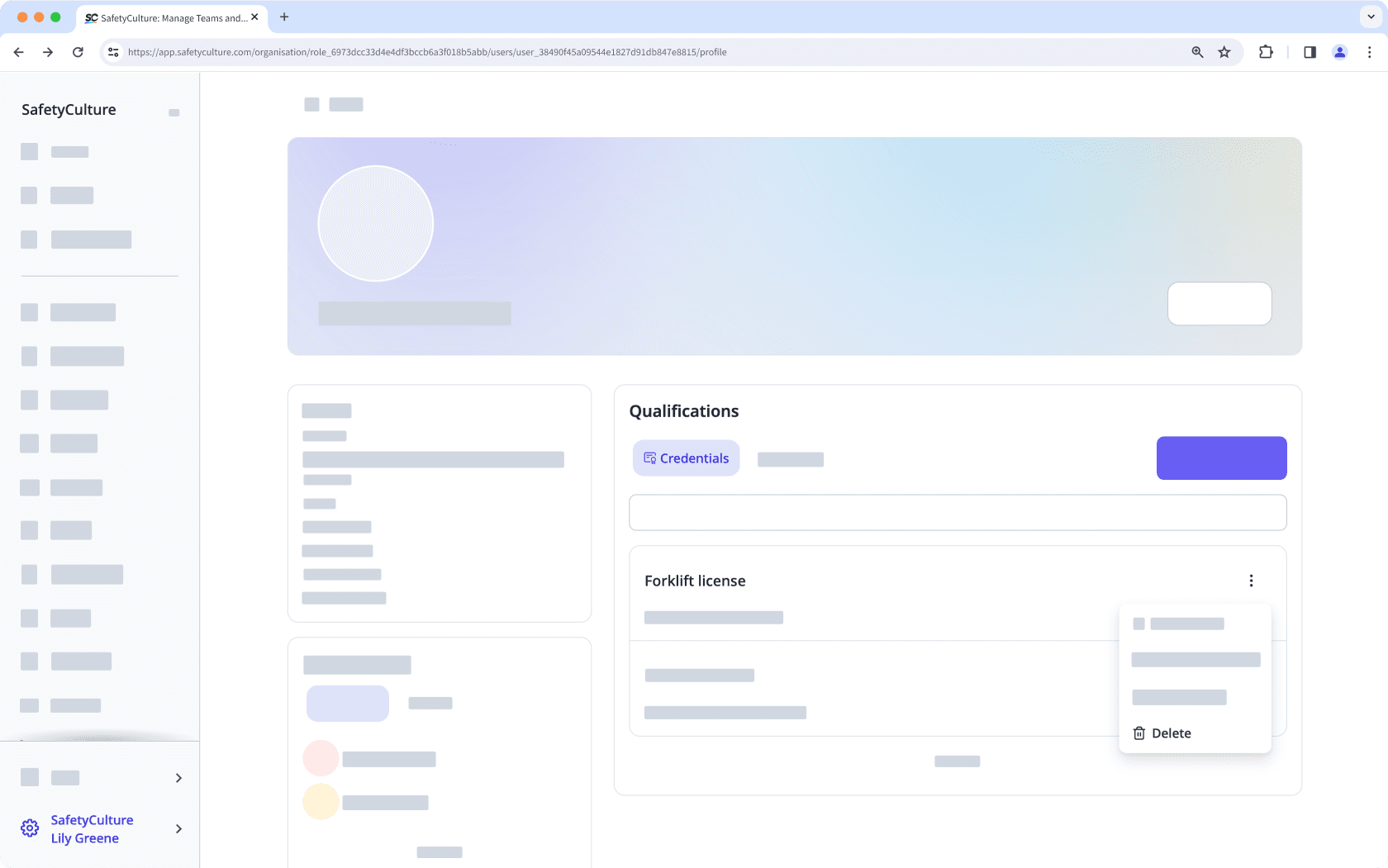 Delete a credential via the web app.