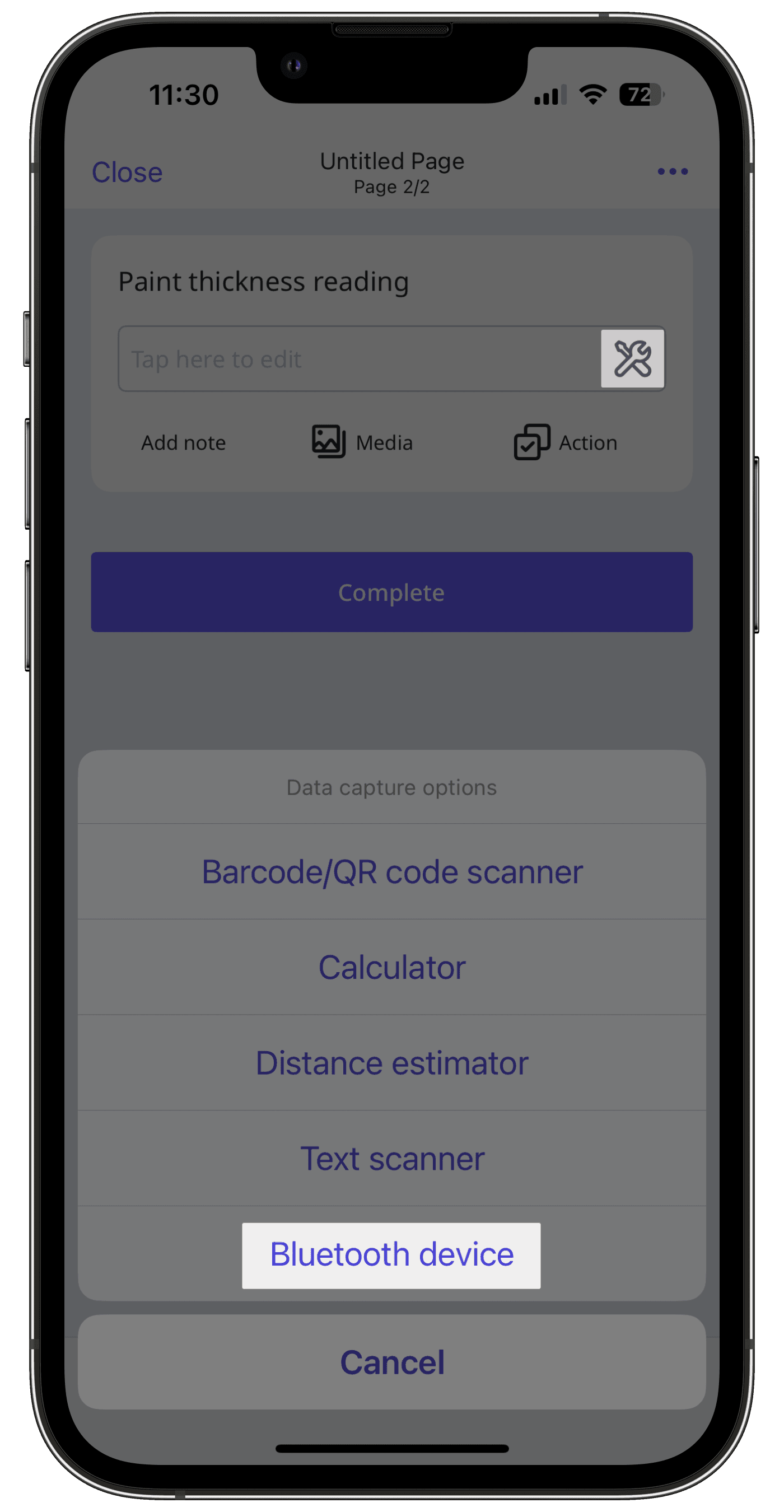 Paint thickness gauge bluetooth connect