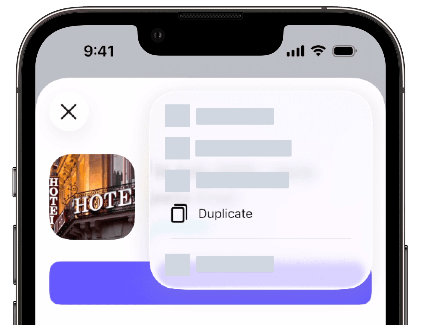 Screenshot of how to duplicate inspection via mobile app. (iOS)