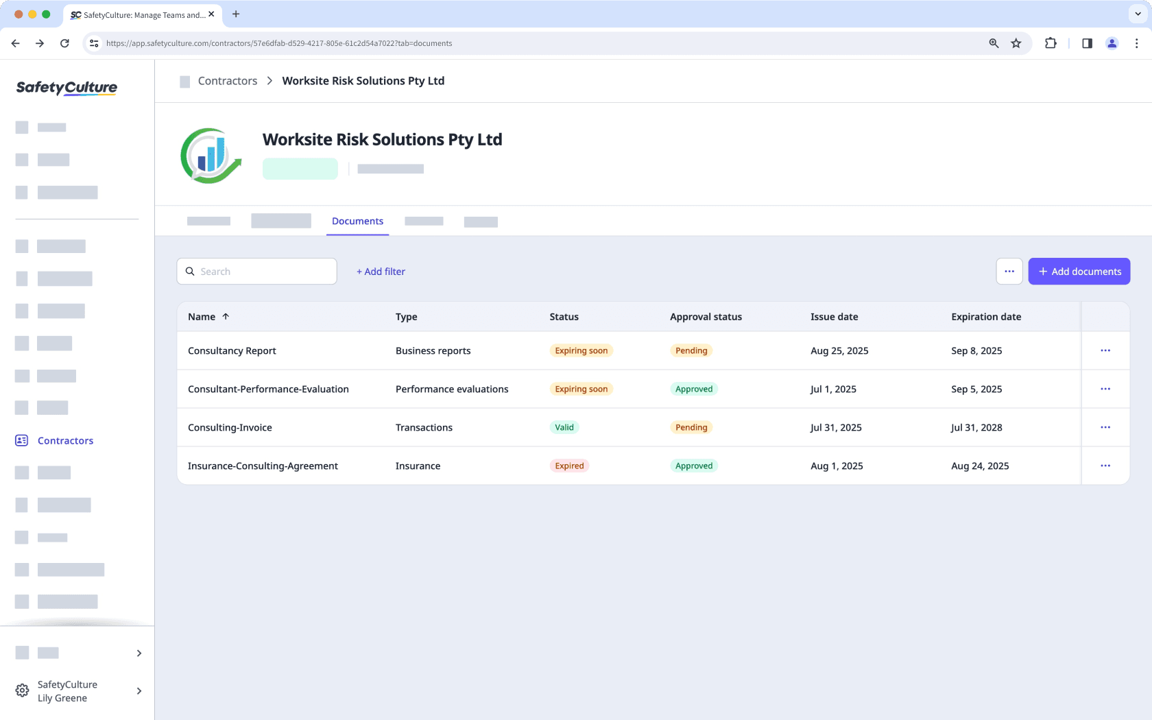 View Documents tab in the company profile via the web app.