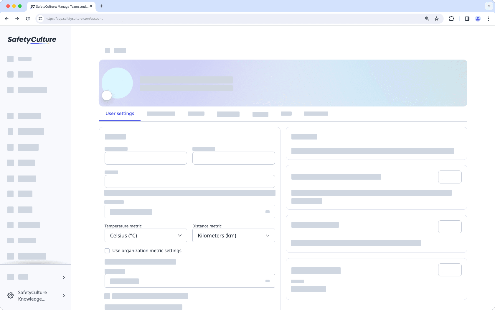 Change the metric settings for your account via the web app.