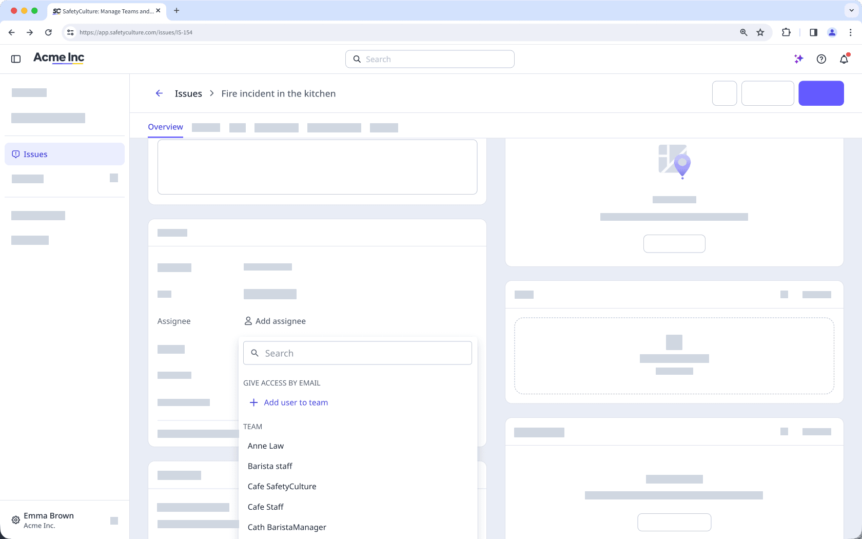 The issue profile page showing the option to add an assignee.