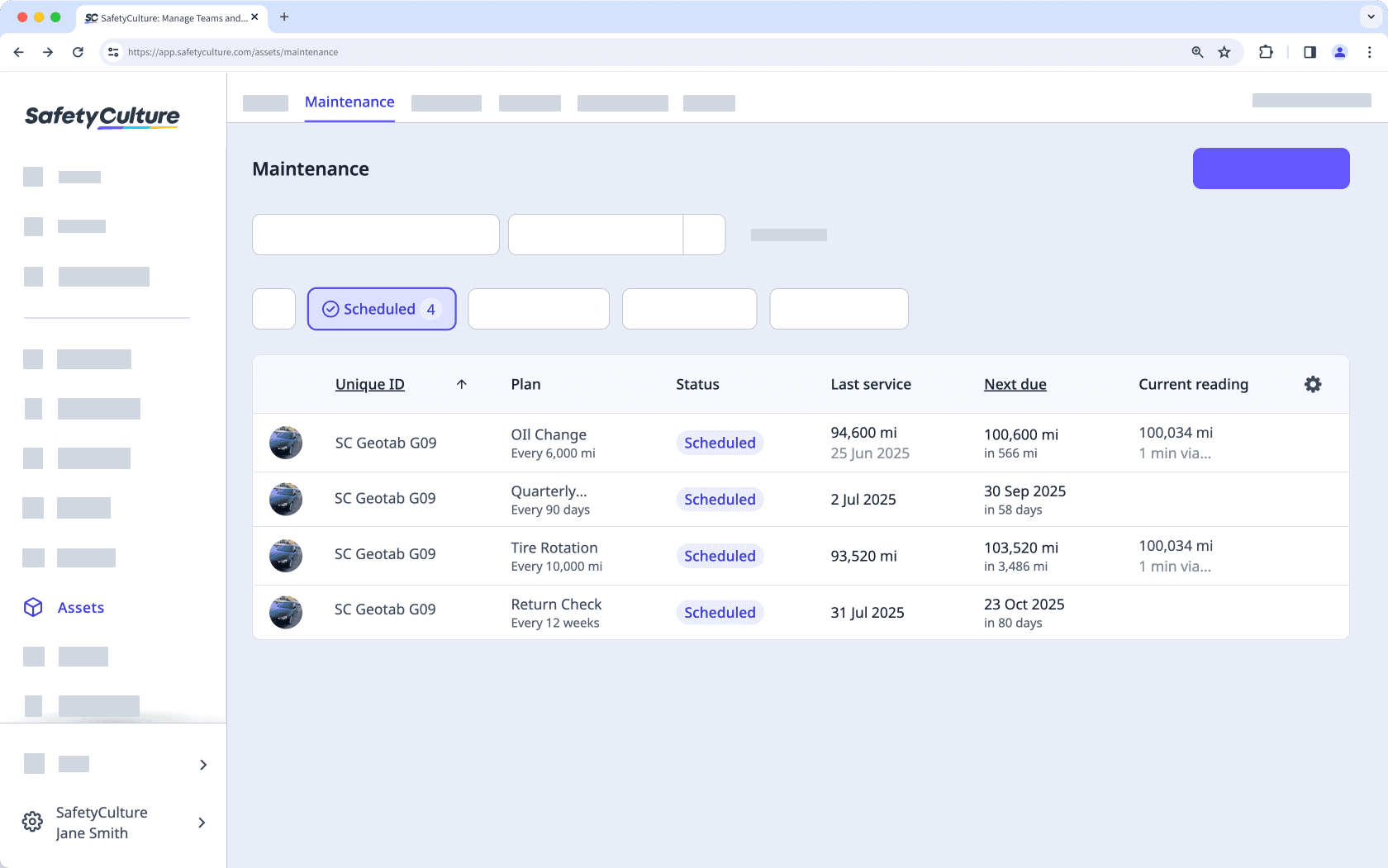 View scheduled plans via the web app.