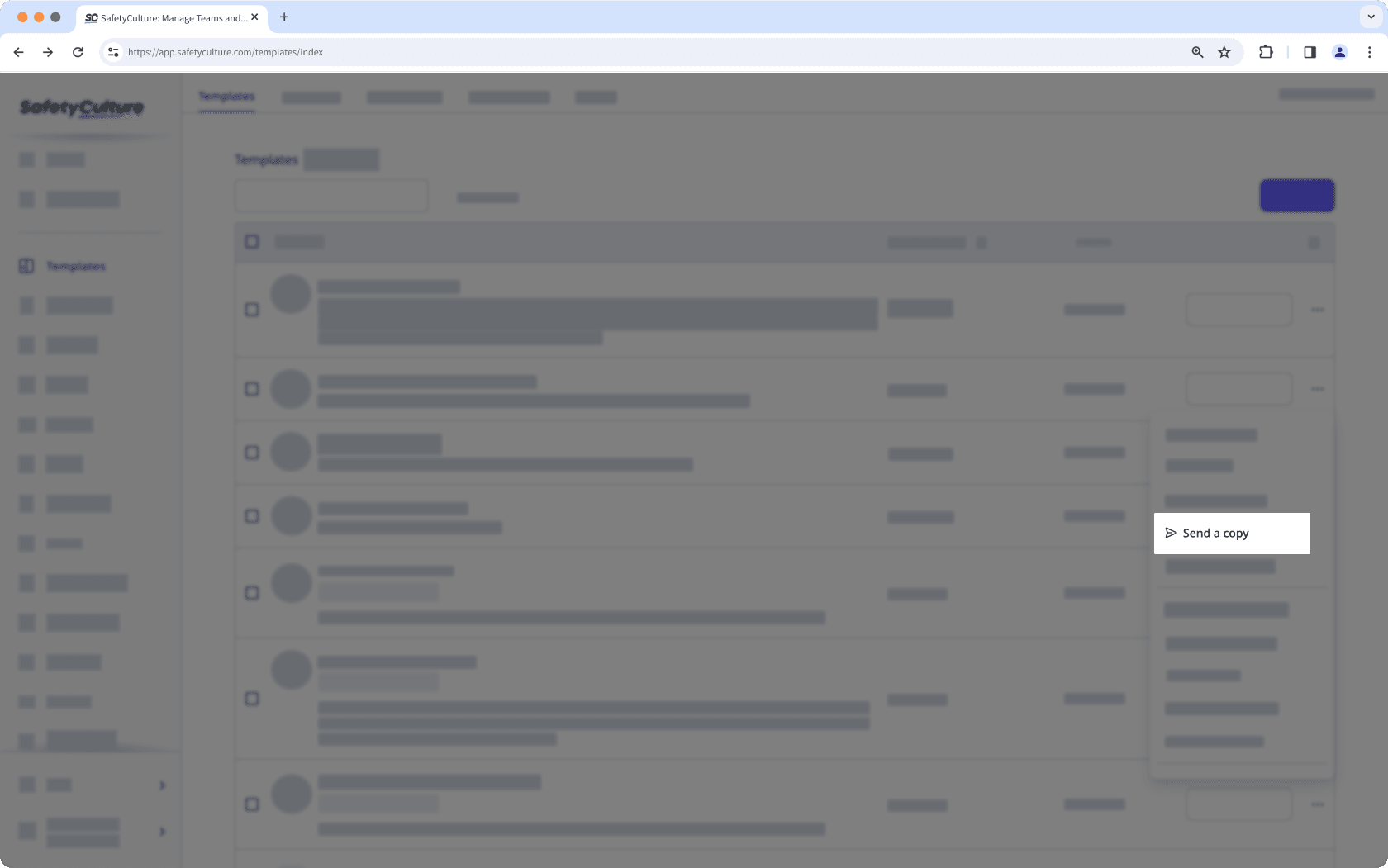 Send a template copy to users in other organizations via the web app.